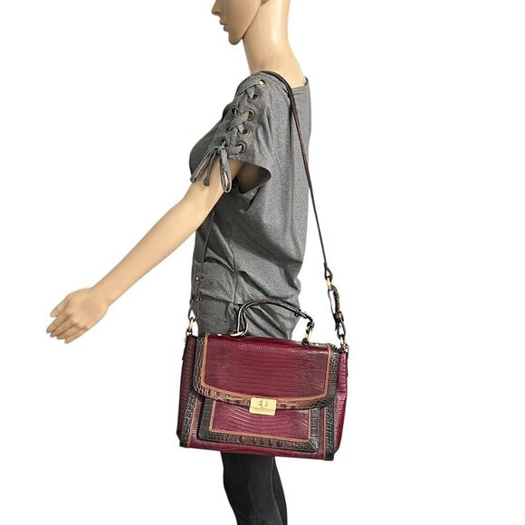 Brahmin Melbourne Leather Red/Black Oxford Flap Satchel - Picture 15 of 15